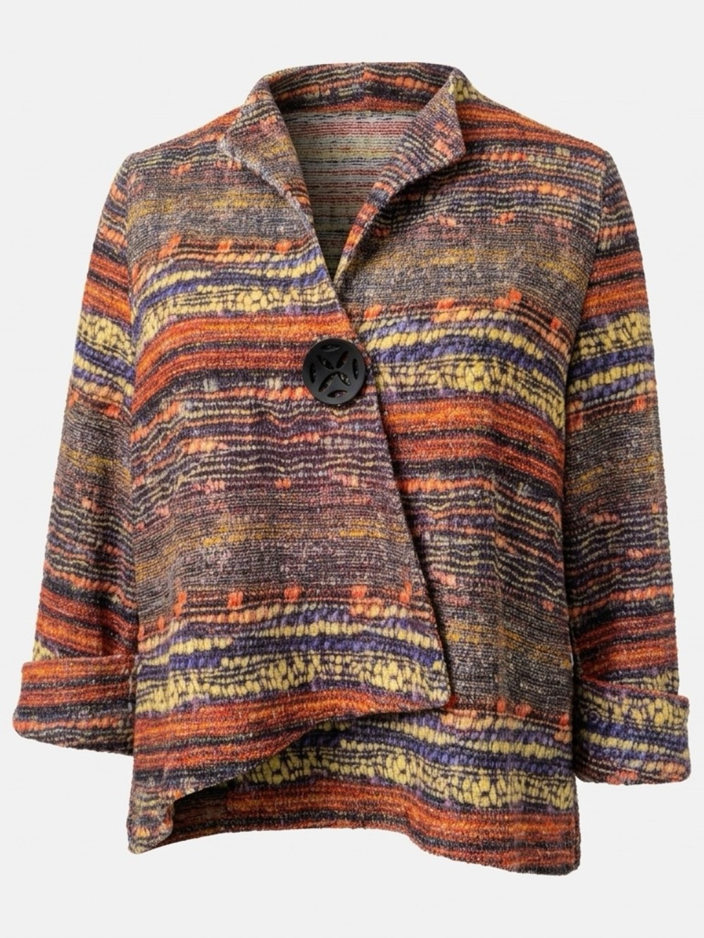 Textured Multicolor Women's Jacket - Orange/Yellow/Purple #192